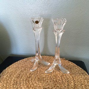 2 Garanti Cristal D'Arques Lead Crystal Candlesticks